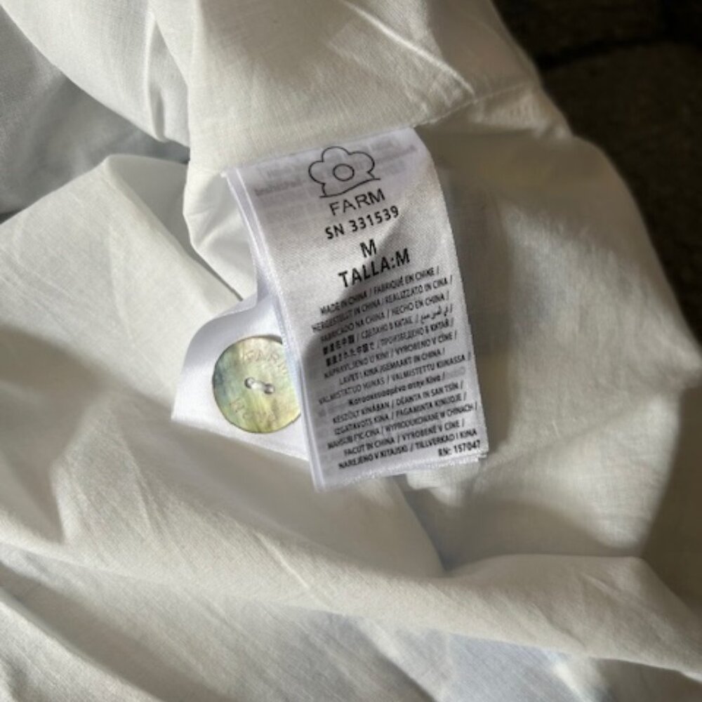 Farm Rio FloralBirds Off White 100% Linen Mini Dress with Adjustable Straps - Picture 8 of 15